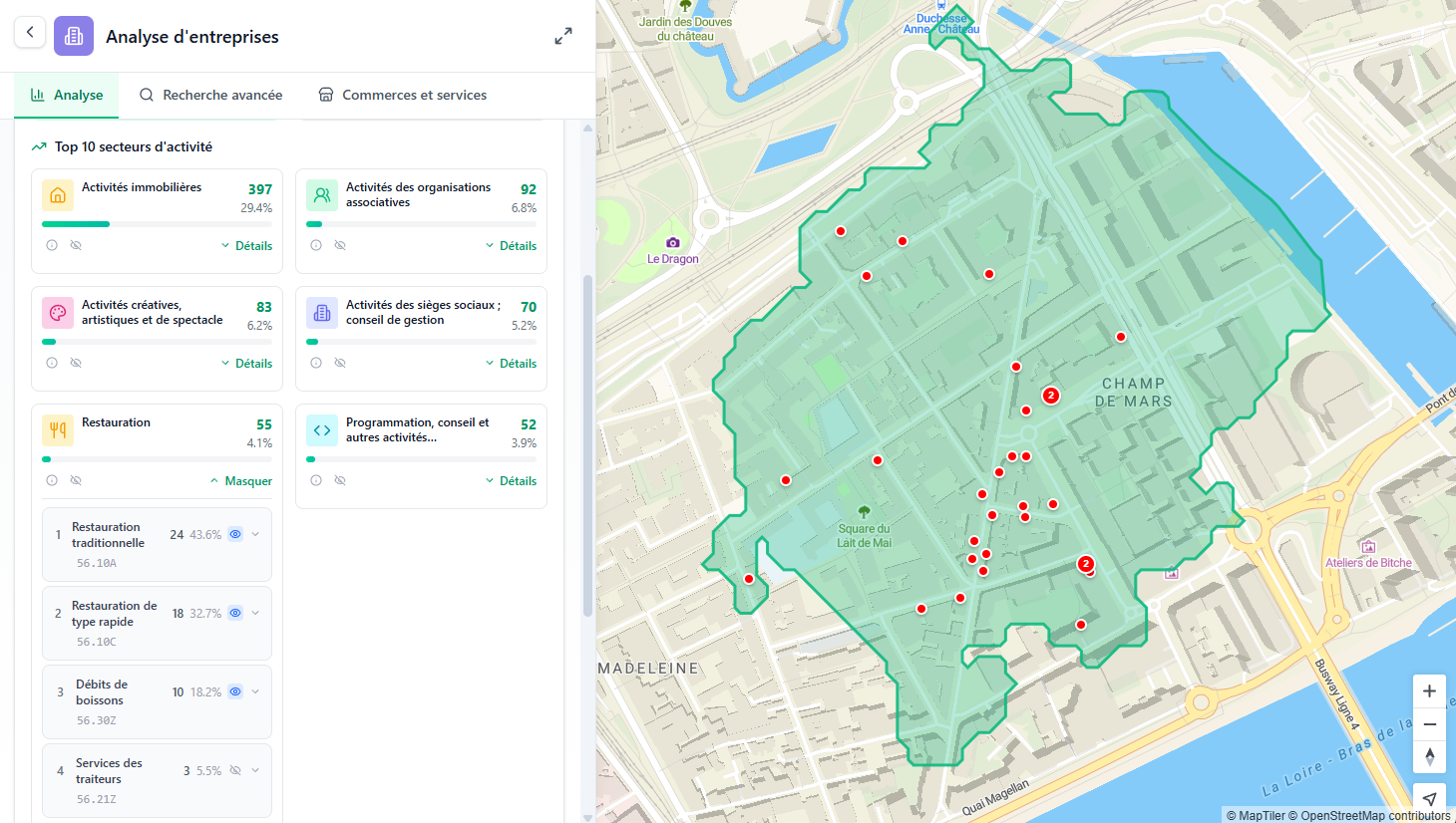 Entreprises screenshot